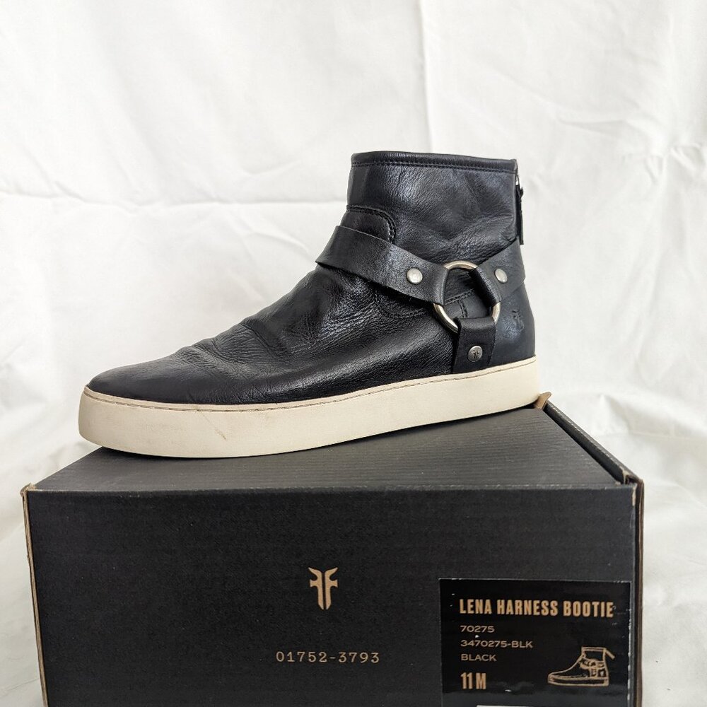 Frye Lena Harness Bootie Sneaker Black Leather Size 11